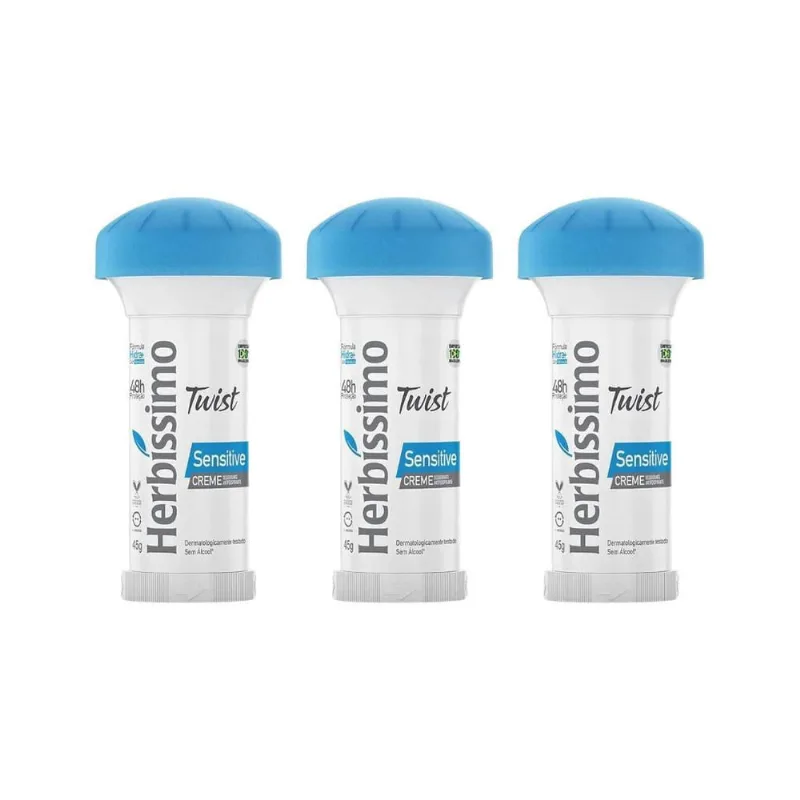 Desodorante Herbissimo Stick Creme Sensitive 45G - Kit C/3Un