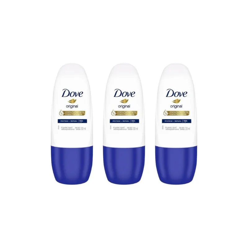Desodorante Roll-on Dove 30ml Feminino Original - Kit c/ 3un