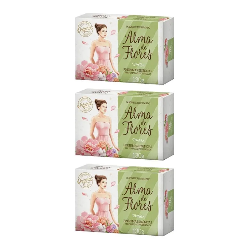 Sabonete Alma De Flores 130G Finissimas Essencias-Kit C/3Un