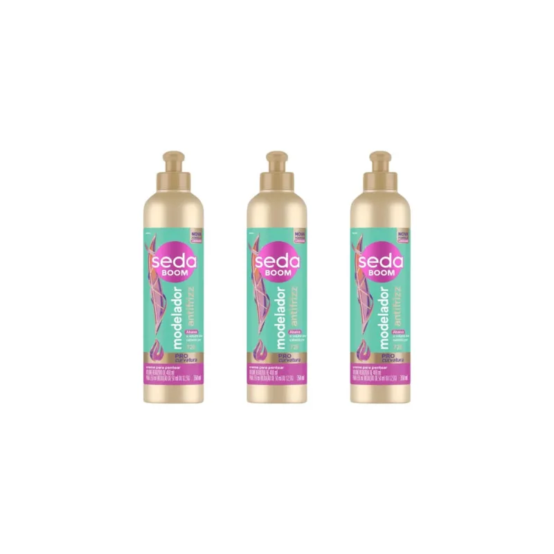 Creme Para Pentear Seda 350ml Boom Model Antifrizz-Kit C/3un