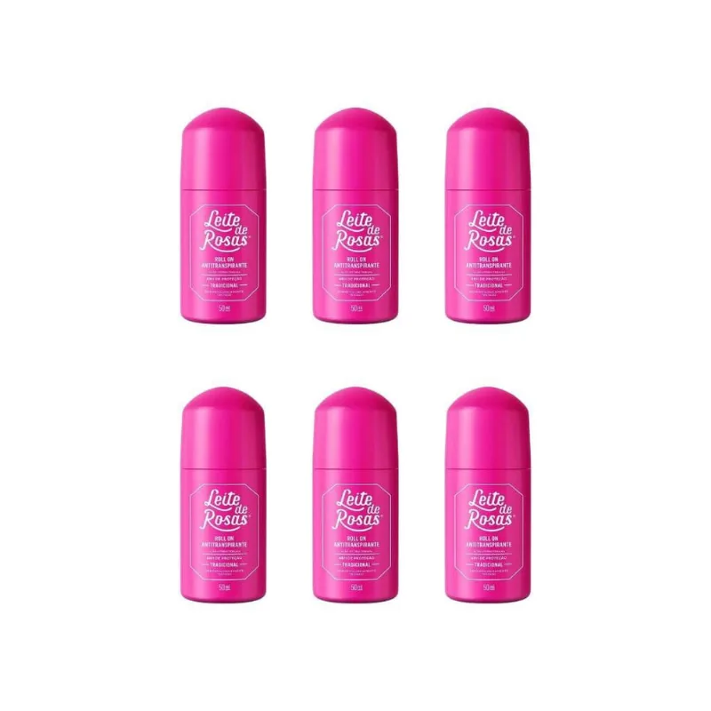 Desodorante Roll-On Leite De Rosas Trad 50Ml-Kit C/6Un