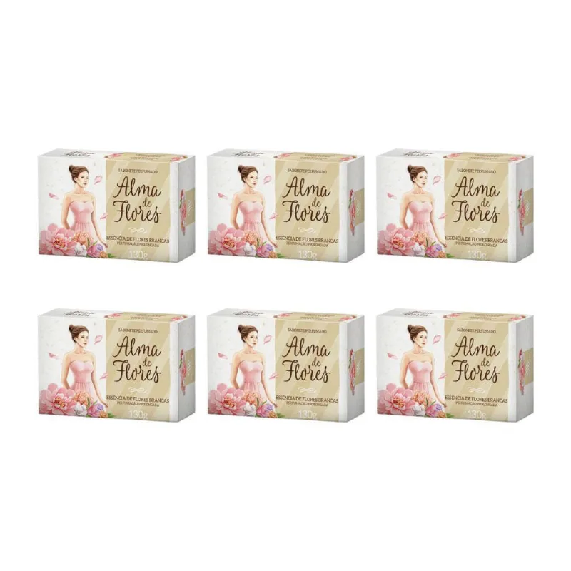 Sabonete Alma De Flores 130G Flores Brancas-Kit C/6Un
