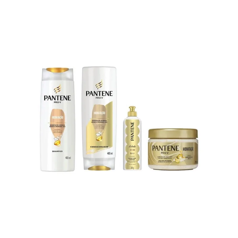 Kit Pantene Hidratação Sh + Cond + Creme Pentear + Máscara-4 Itens