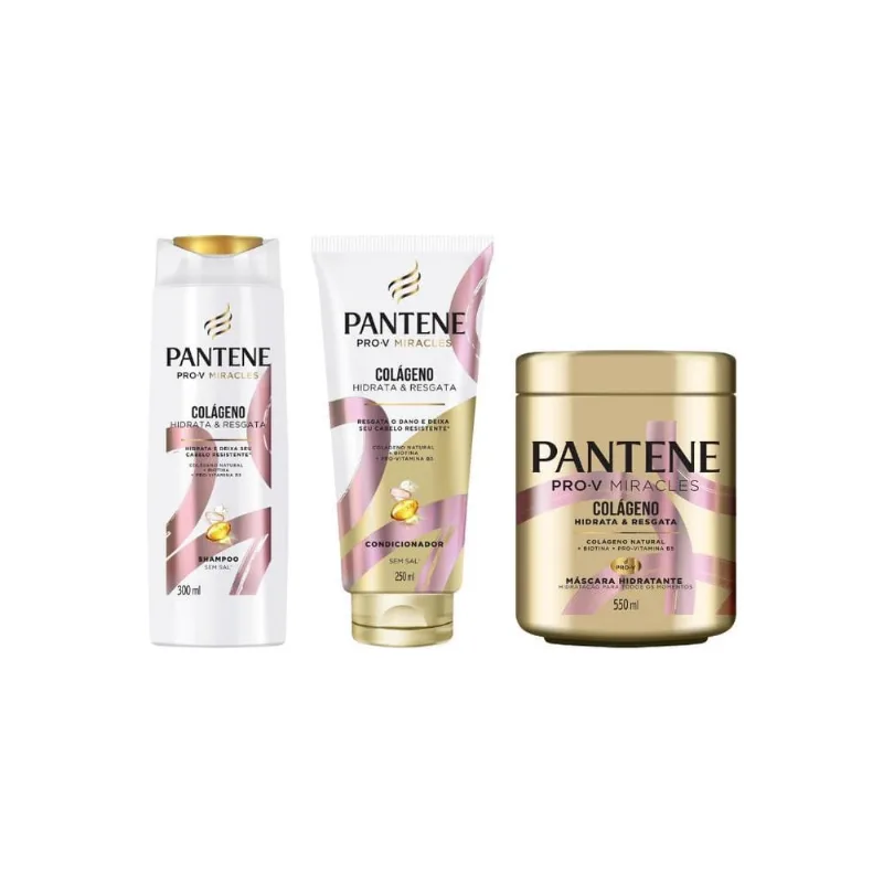 Kit Shamp 300Ml + Cond 250Ml + Másca 500Ml Panten Colág-3 Itens