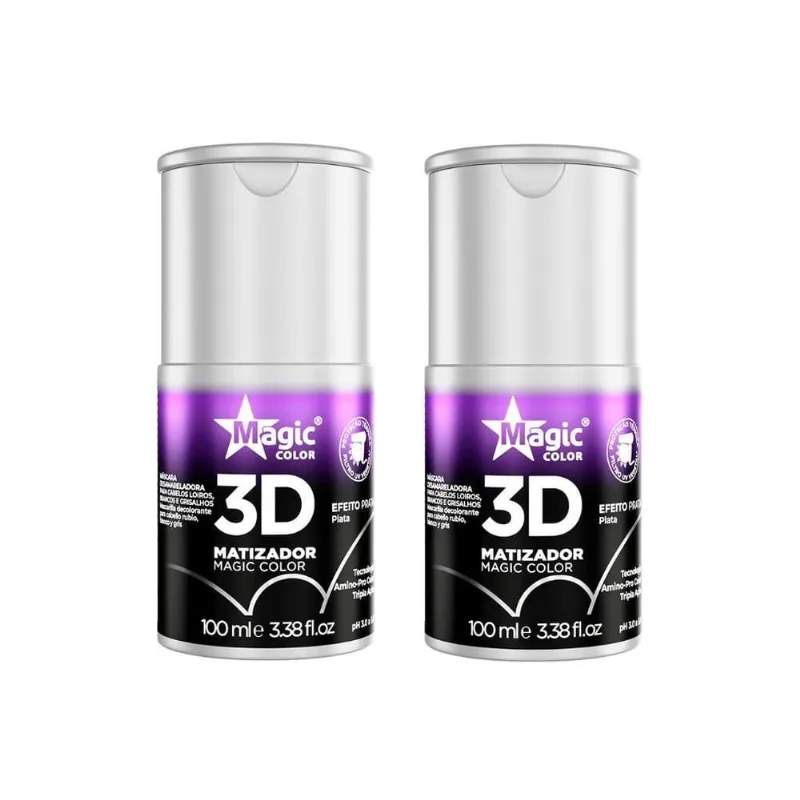 Matizador Efeito Prata Neutraliza Amarelados 2x100ml Magic Color para Cabelos Loiros Matizador Gloss Magic Color 100Ml Efeito Prata - Kit Com 2Un