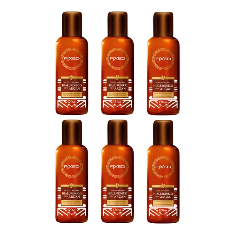 Oleo Fixed Corporal Hialuronico Com Argan 120ml - Kit c/ 6un