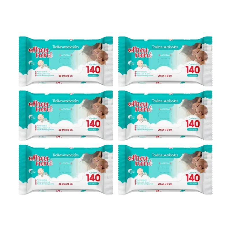 Toalha Umedecida Meu Nene Com 140un - Kit c/ 6un