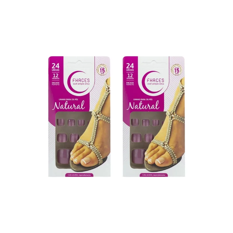 Unhas Postiças Fhaces Para os Pes Color Rosa Com 24un - 2un