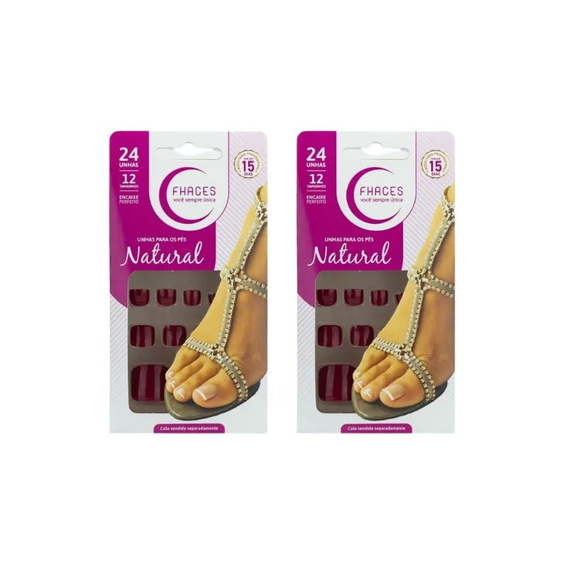 Unhas Postiças Fhaces Para Os Pes Color Verm Com 24un - 2un