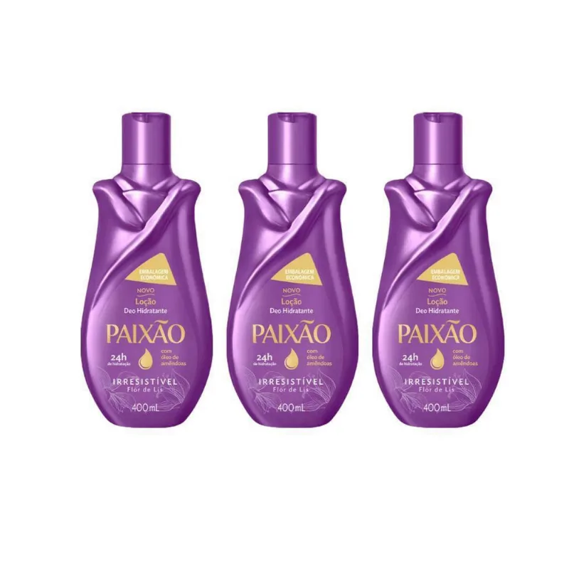 Hidratante Corporal Paixão 400Ml Irresistível Flor Lis 3Un
