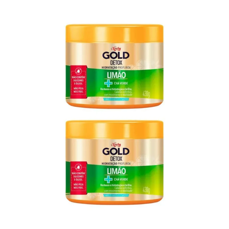 Creme De Tratamento Niely Gold 430G Limao + Cha Verde - 2Un