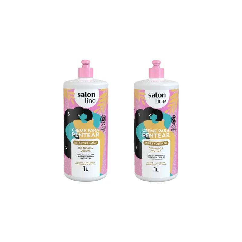 Creme Para Pentear Salon Line 1 Lt Super Volumao - Kit C/2un
