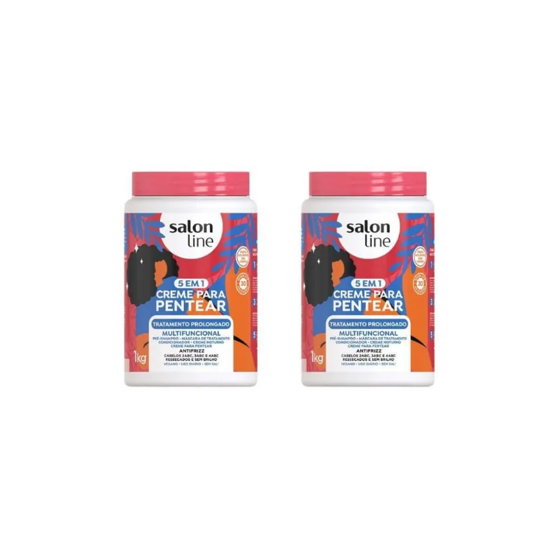 Creme Para Pentear Salon Line 1Kg 5Em1 Tratam Prolong - 2Un