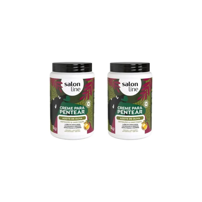 Creme Para Pentear Salon Line 1Kg Azeite Oliva - Kit C/2Un
