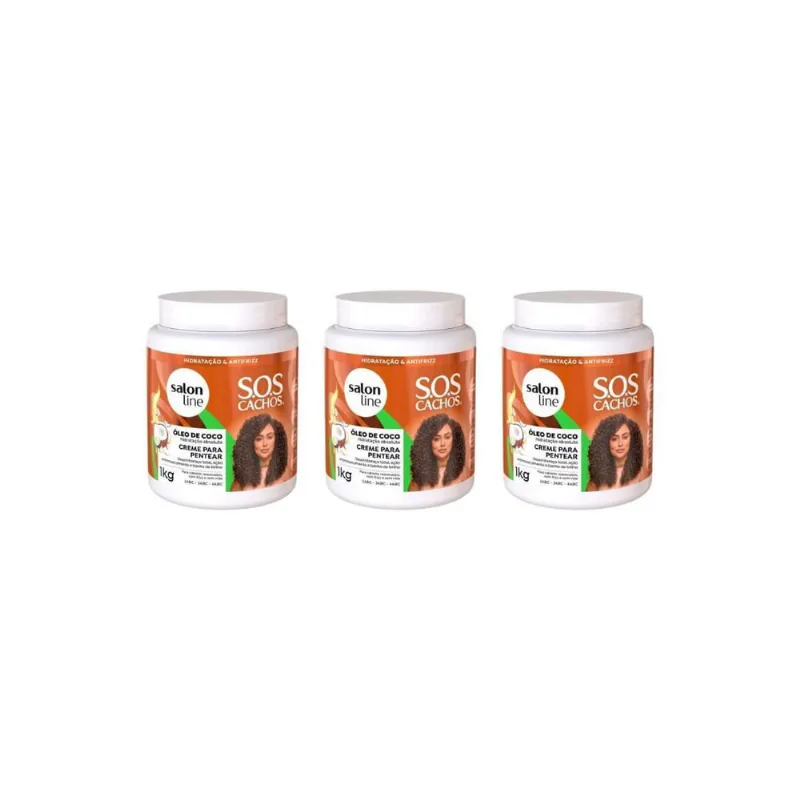 Creme Para Pentear Salon Line 1Kg Coco Trat Profundo - 3Un