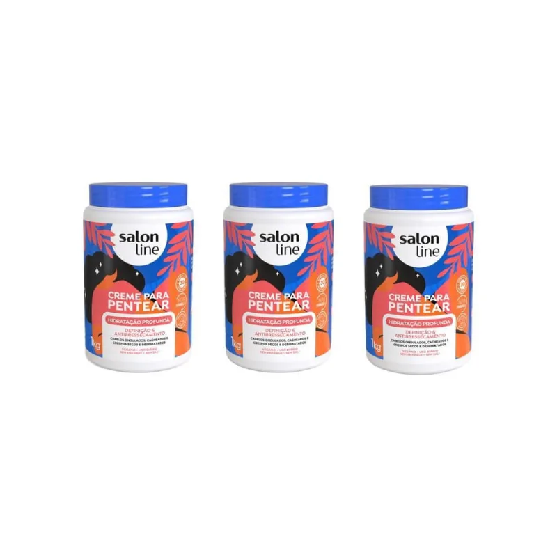 Creme Para Pentear Salon Line 1Kg Hidratação Profunda - 3Un