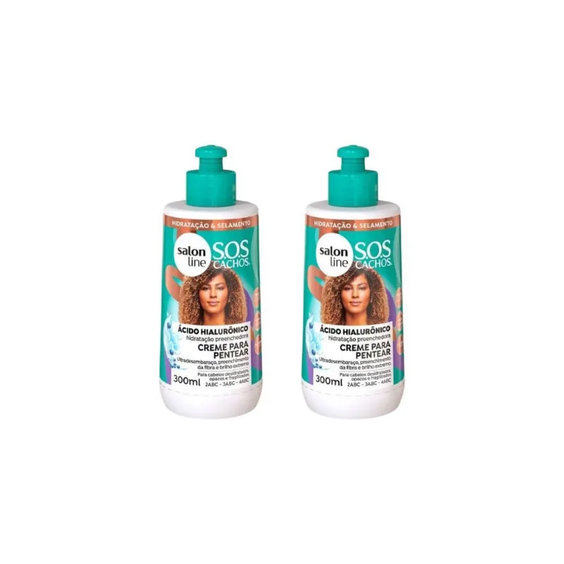 Creme Pentear Salon Line 300Ml Sos Cachos Hialurônico - 2Un