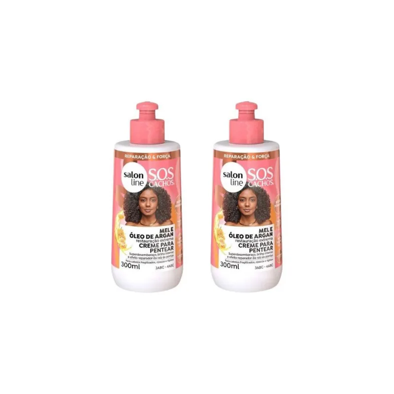 Creme Pentear Salon Line 300Ml Sos Cachos Mel Restaura - 2Un