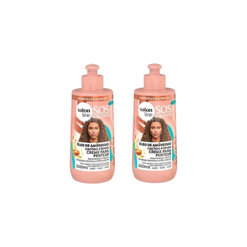 Creme Pentear Salon Line 300Ml Sos Cachos Óleo Amêndoas- 2Un