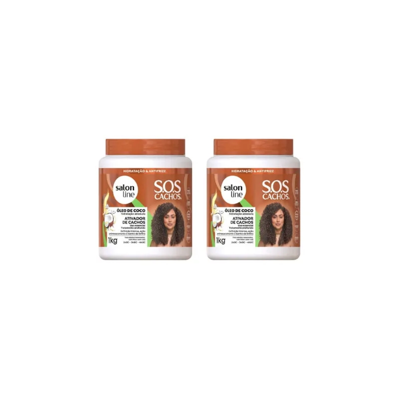 Ativador Cachos Salon Line 1kg Sos Cachos Oleo Coco - 2un