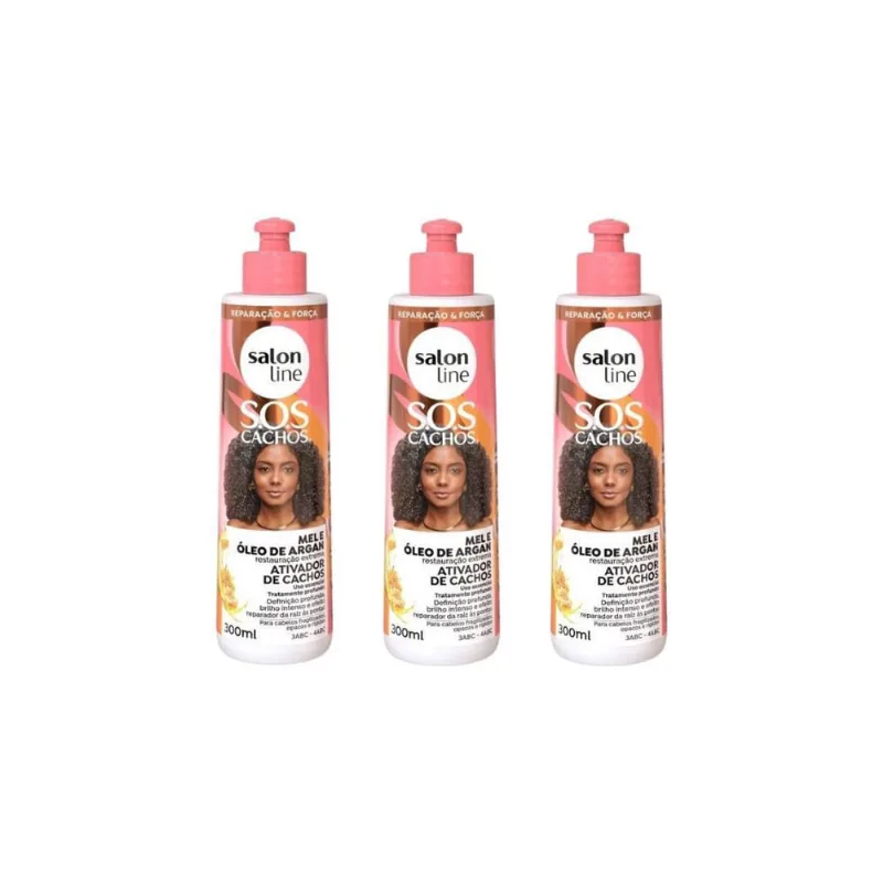 Ativador De Cachos Salon Line 300Ml Mel E Óleo Árgan - 3Un