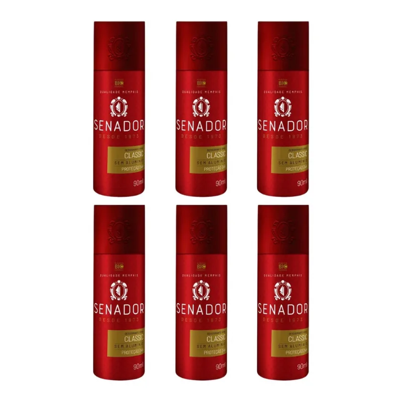 Desodorante Spray Senador Classic 90ml - Kit c/ 6un