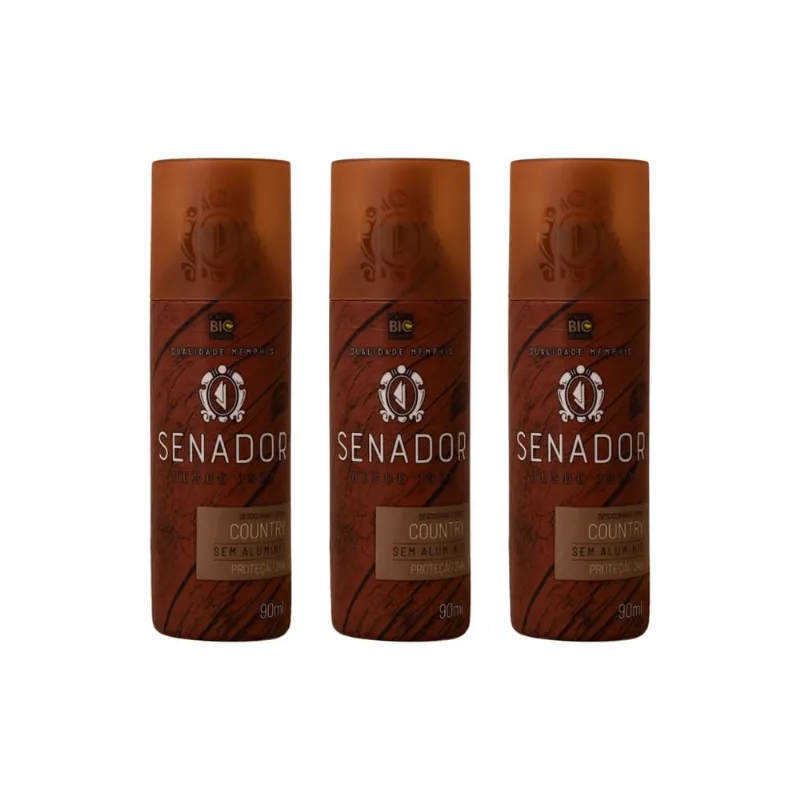 Desodorante Spray Senador Country 90ml - Kit c/ 3un