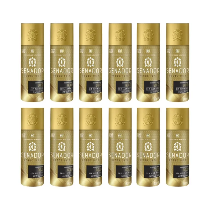 Desodorante Spray Senador Gold 90ml - Kit c/ 12un