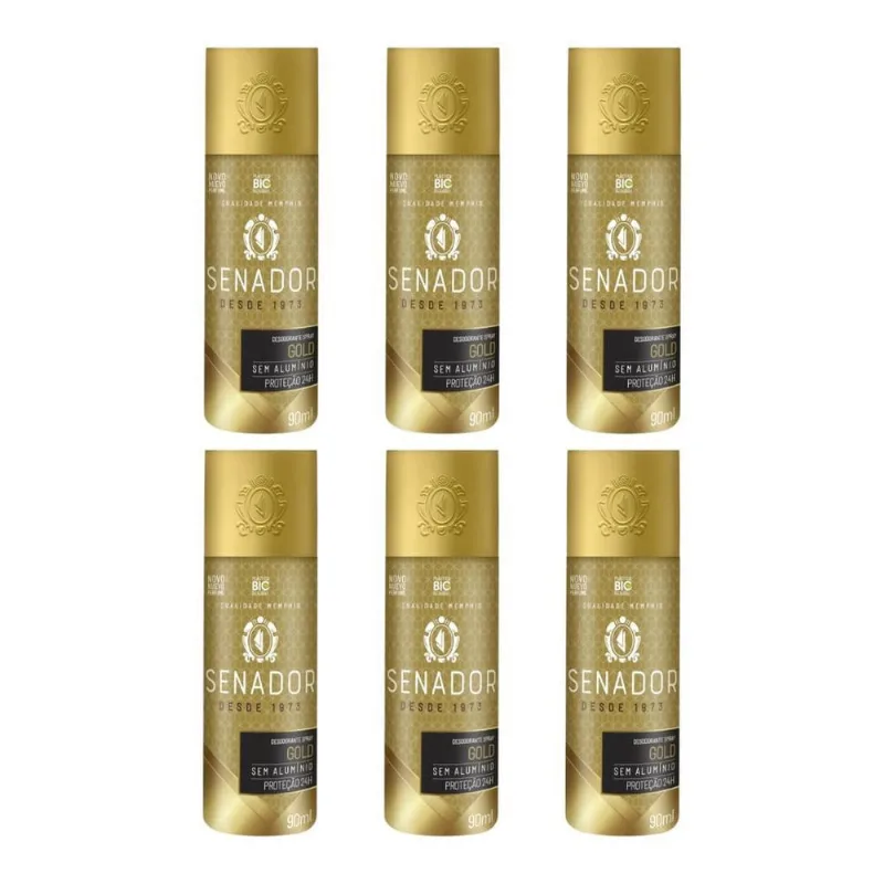 Desodorante Spray Senador Gold 90Ml - Kit Com 6Un