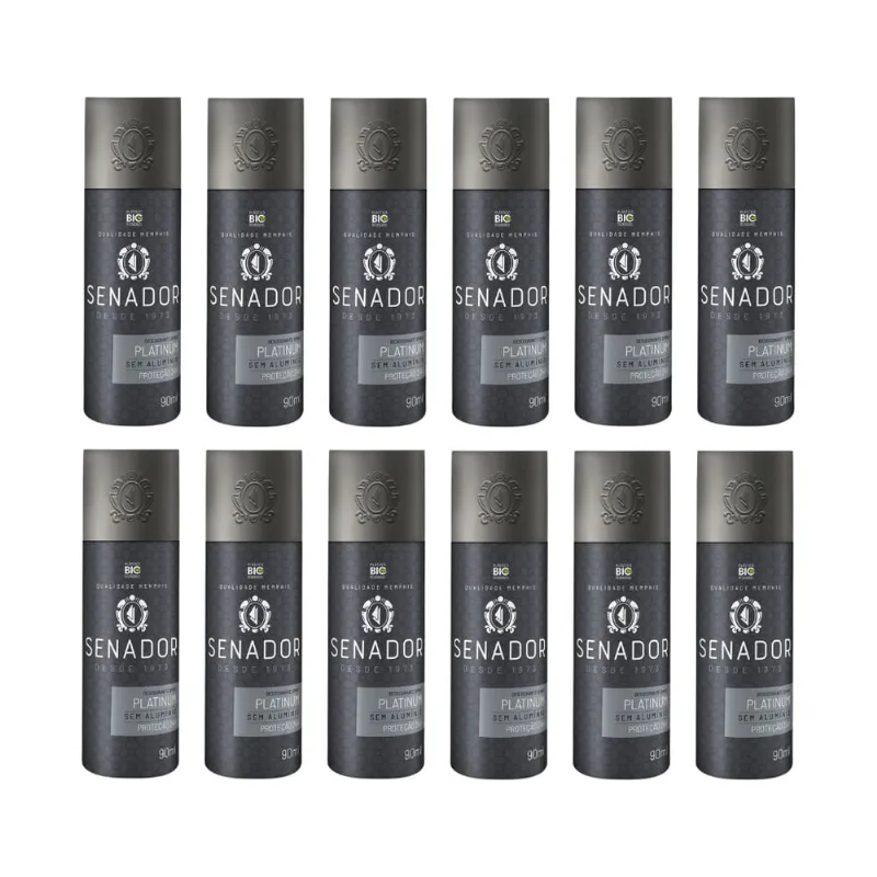 Desodorante Spray Senador Platinum 90ml - Kit c/ 12un