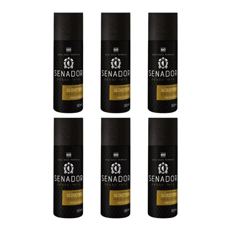 Desodorante Spray Senador Seduction 90ml - Kit c/ 6un