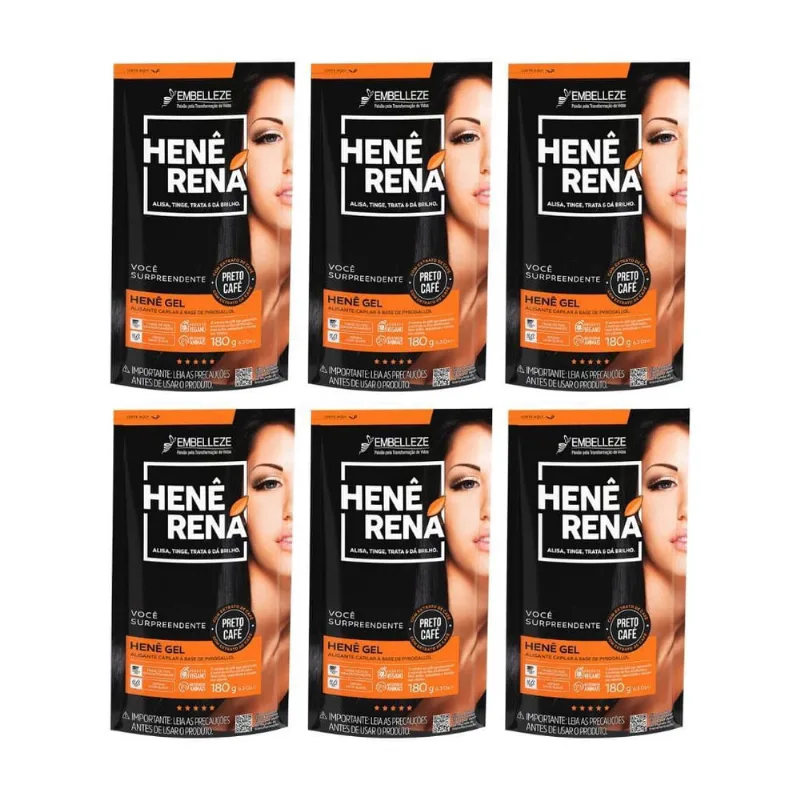 Hene Rena 180G Preto Cafe - Kit Com 6Un