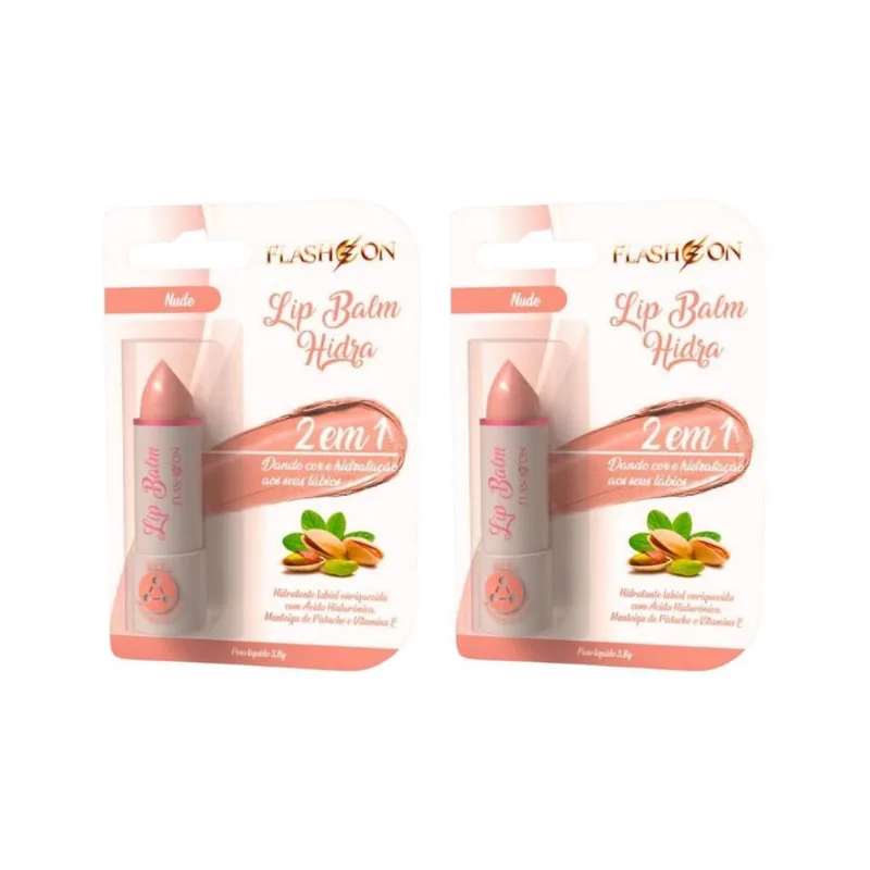 Lip Balm Flash On 2Em1 Nude - Kit Com 2Un