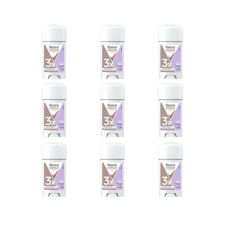 Desodorante Rexona Creme Clinical 58G Fem Extra Dry - 9Un
