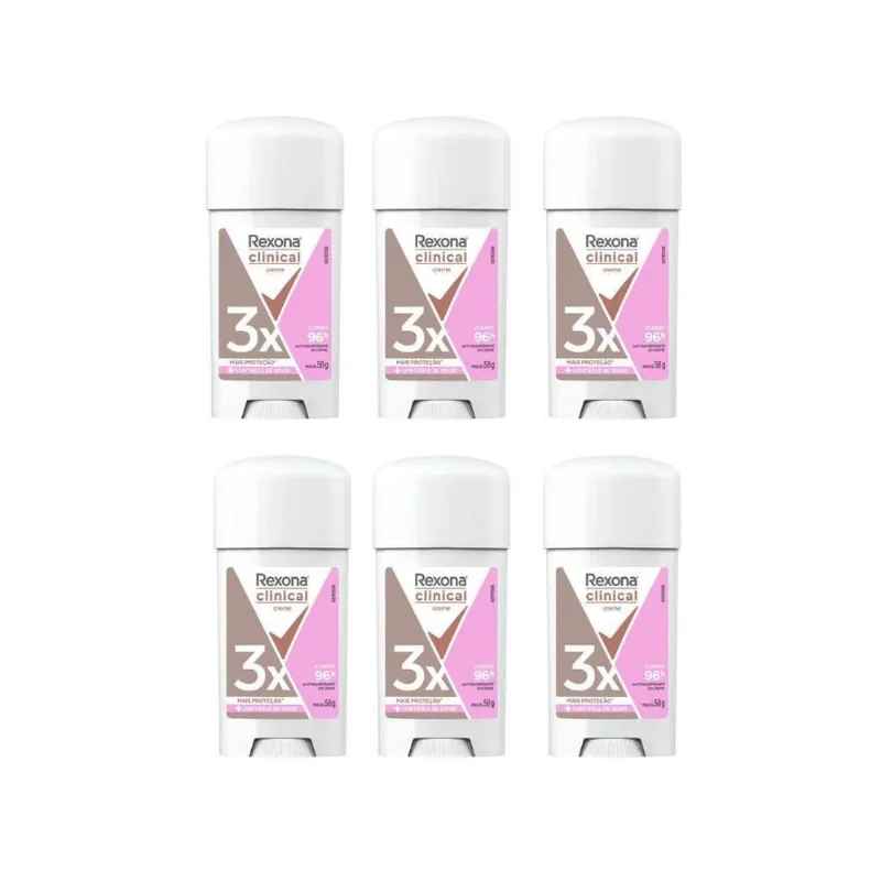 Desodorante Rexona Creme Clinical 58G Feminino Classic - 6Un