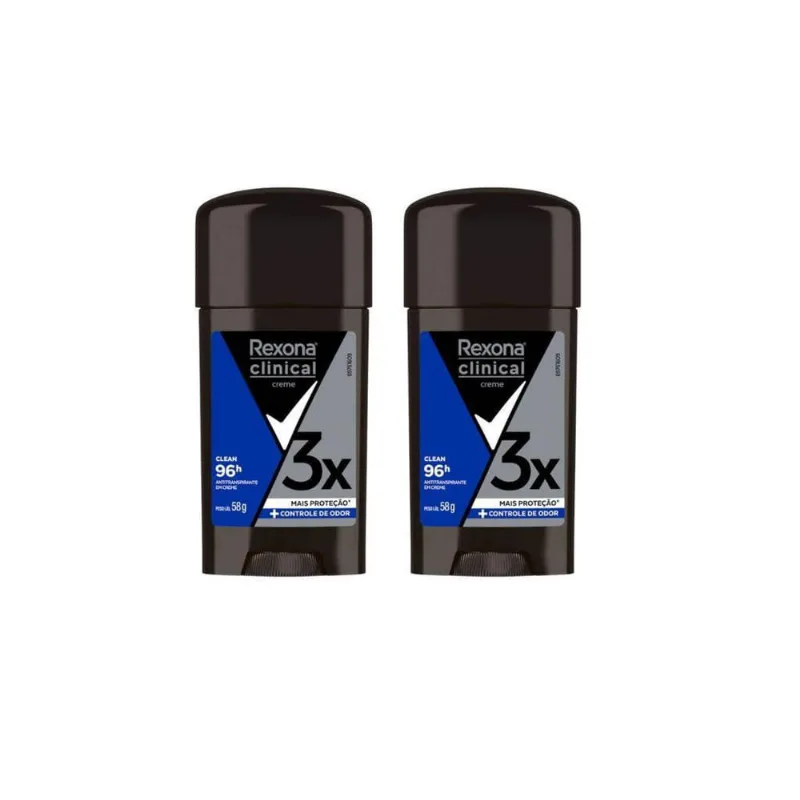 Desodorante Rexona Creme Clinical 58G Masculino Clean - 2Un