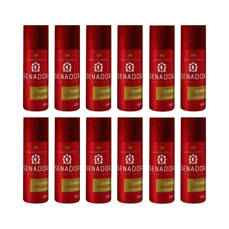 Desodorante Spray Senador Classic 90ml - Kit c/ 12un