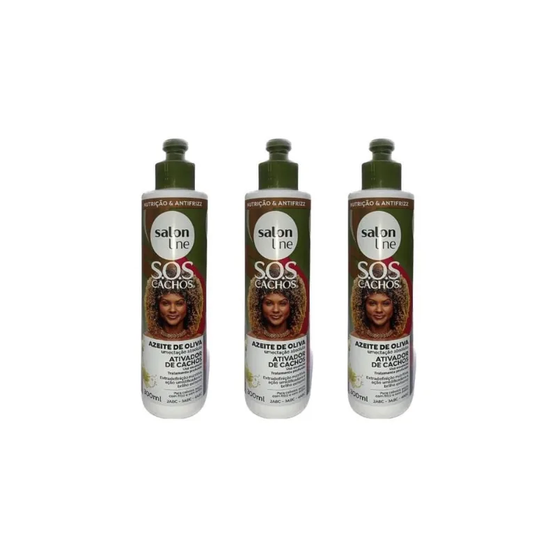 Ativador De Cachos Salon Line 300Ml Azeite Oliva - Kit C/3Un