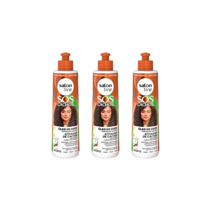 Ativador De Cachos Salon Line 300Ml Coco - Kit C/3Un