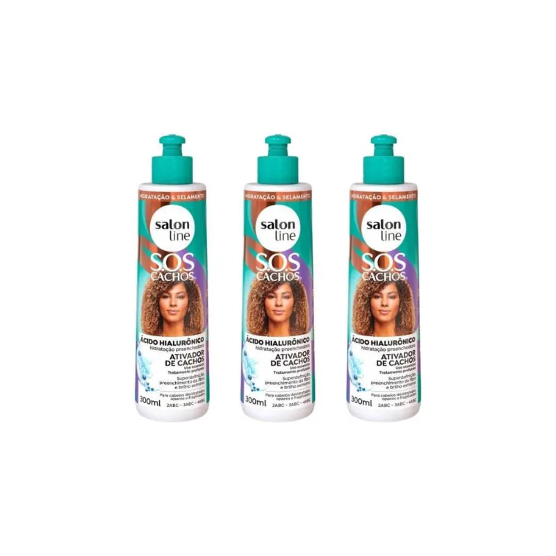 Ativador De Cachos Salon Line 300Ml Sos Cachos Hialur - 3Un