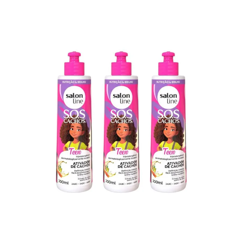 Ativador de Cachos Salon Line 300ml Teen - Kit C/3un