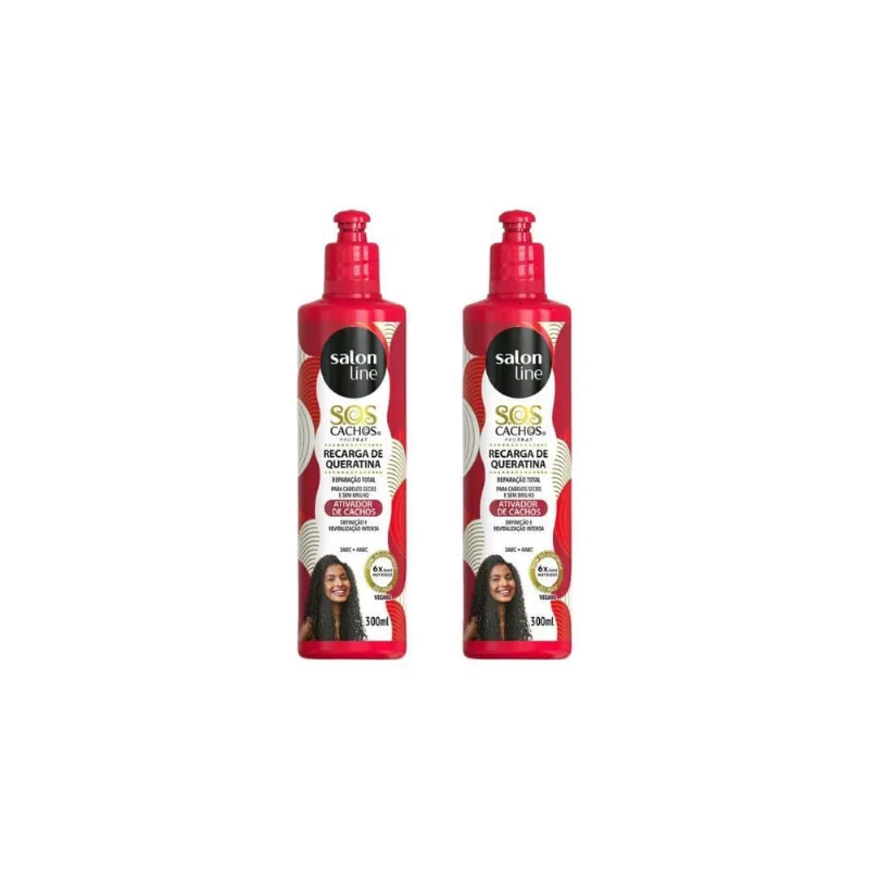 Ativador De Cachos Salon Line Sos Recar Queratina 300Ml- 2Un