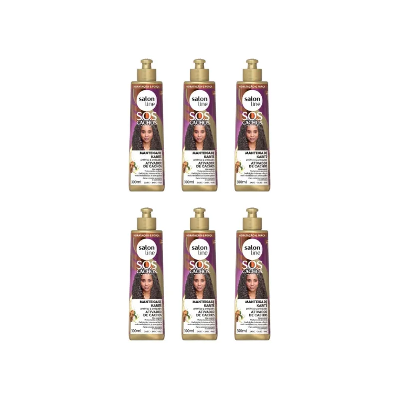 Ativador Cachos Salon Line 300ml Sos Cachos Mant Karite- 6un