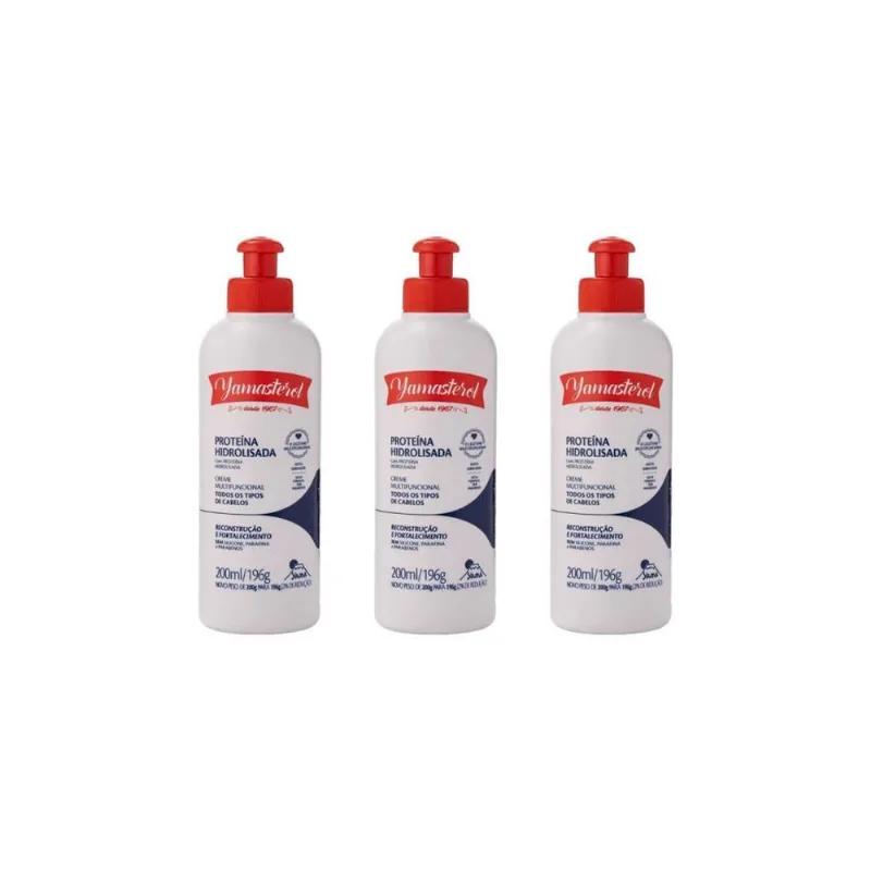Creme Para Pentear Yamasterol Prot Hidrolis 200G - Kit C/3Un