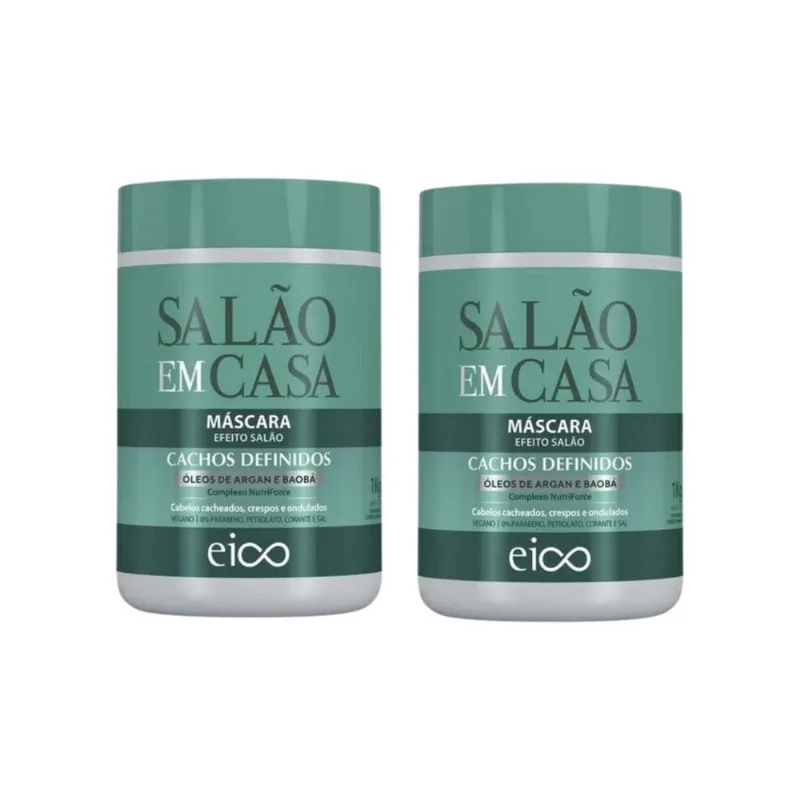 Mascara Eico 1Kg Salao Casa Cachos Definidos - Kit C/2Un