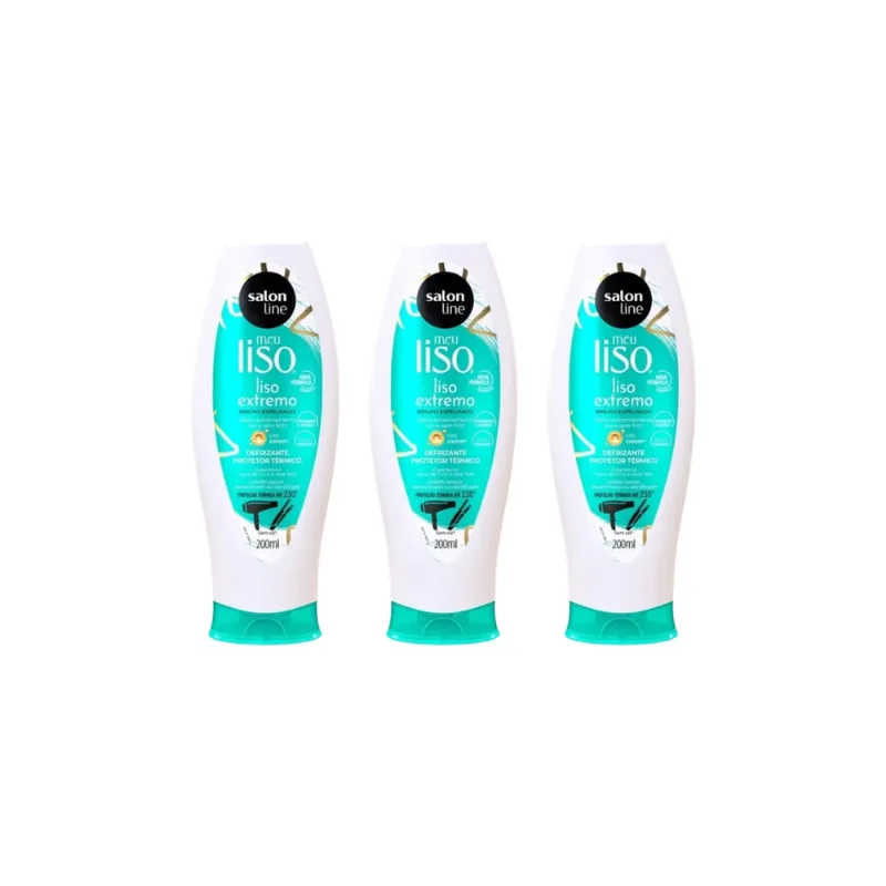 Defrizante Salon Line Meu Liso Extremo 200ml - Kit c/ 3un