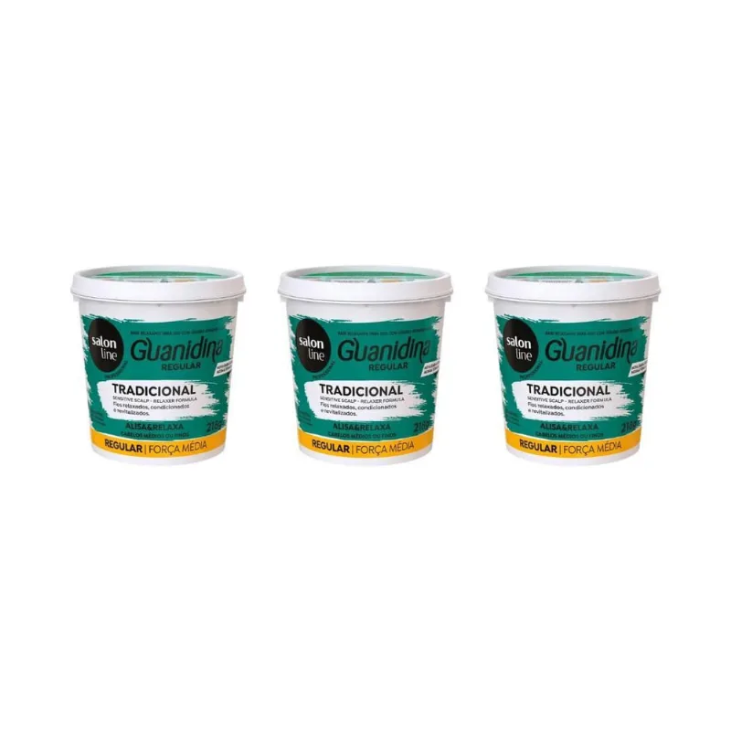 Relaxante Salon Line Guanidina Regular Verde 218G-Kit C/3Un