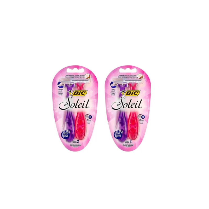 Aparelho de Barbear Bic Soleil Com 2 Rosa /Roxo - Kit C/2un