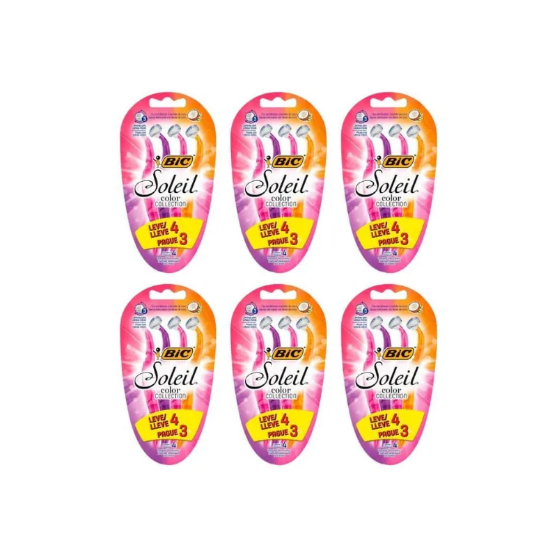 Aparelho De Barbear Bic Soleil Com 4 - Kit C/6Un