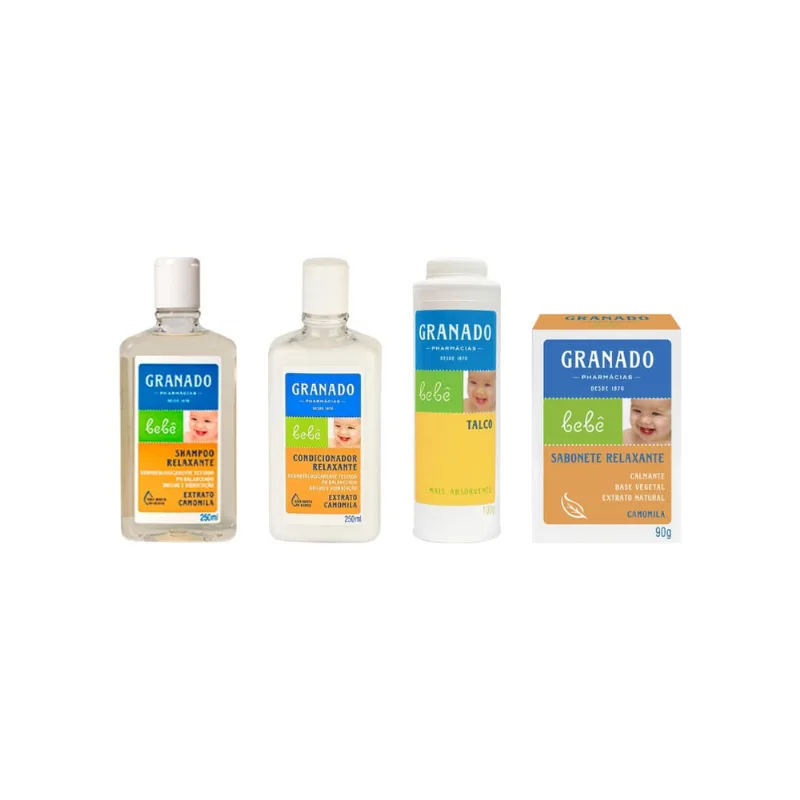 Kit Granado Bebe Camomila Shampoo + Cond + Talco + Sab Barra